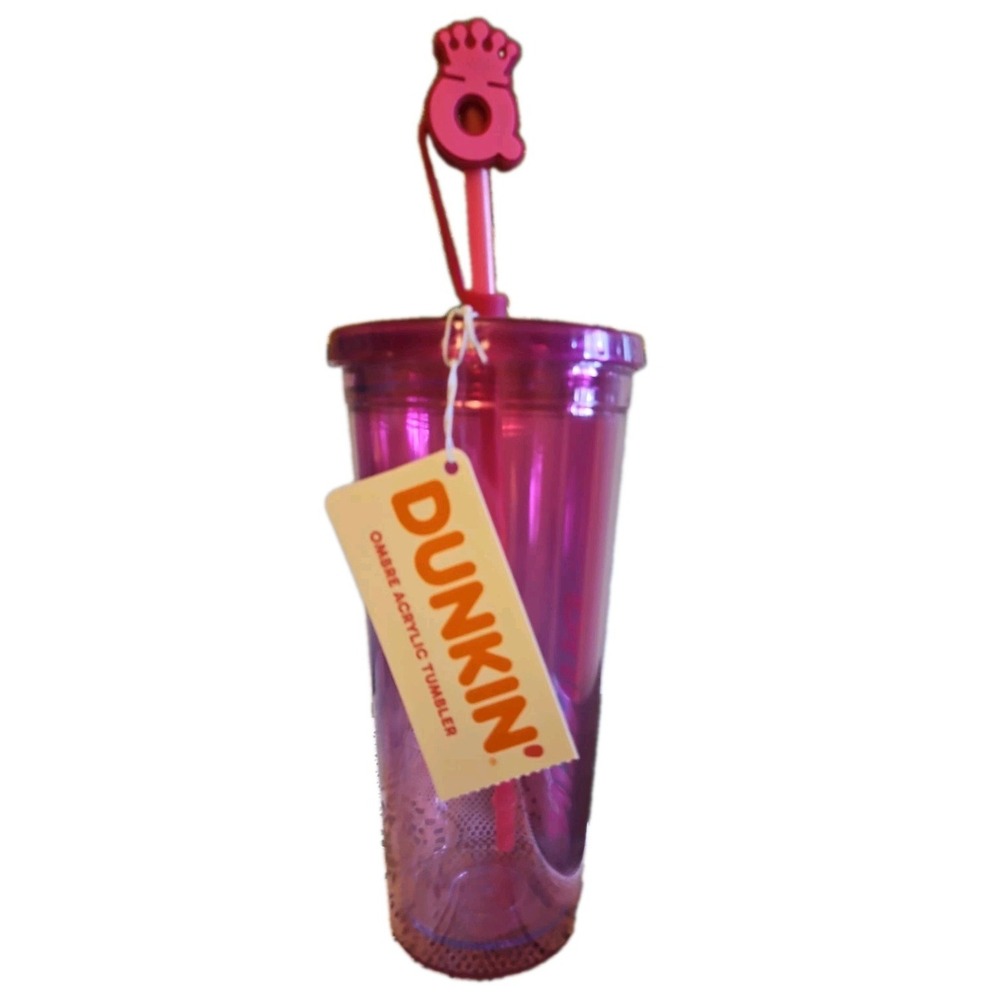 NEW 2025 Dunkin Summer Cup PINK Ombre Acrylic Tumbler Coffee Tea